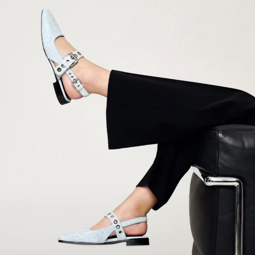 Rag & Bone Astra Slingback Flat Light Blue SZ EU 38/US 8 - Picture 2 of 15